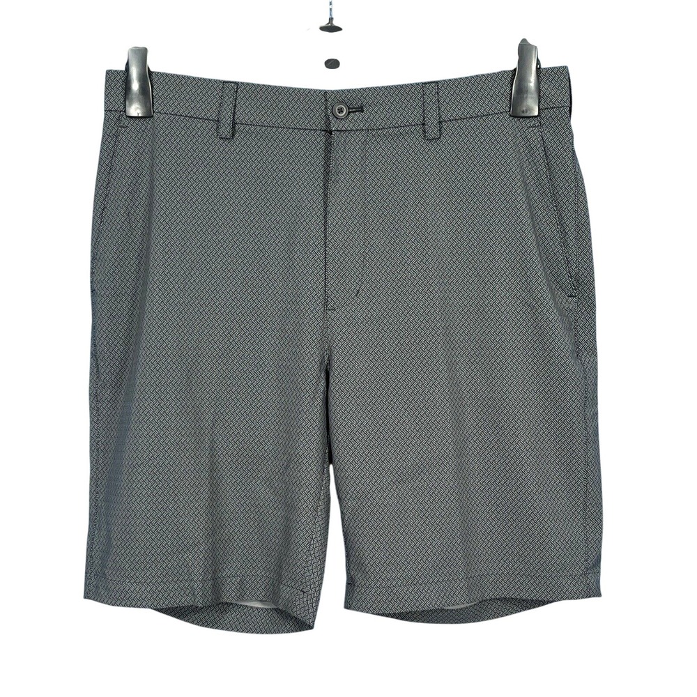 ROUNDTREE & YORK Gray Basketweave Print STRETCH MICROFIBER Men's GOLF SHORTS 34